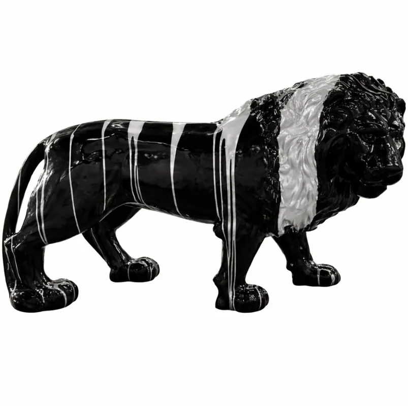 Expressversand Casa Padrino XXL Decorative Lion Sculpture Black / Silver 190 cm - Garden Figure