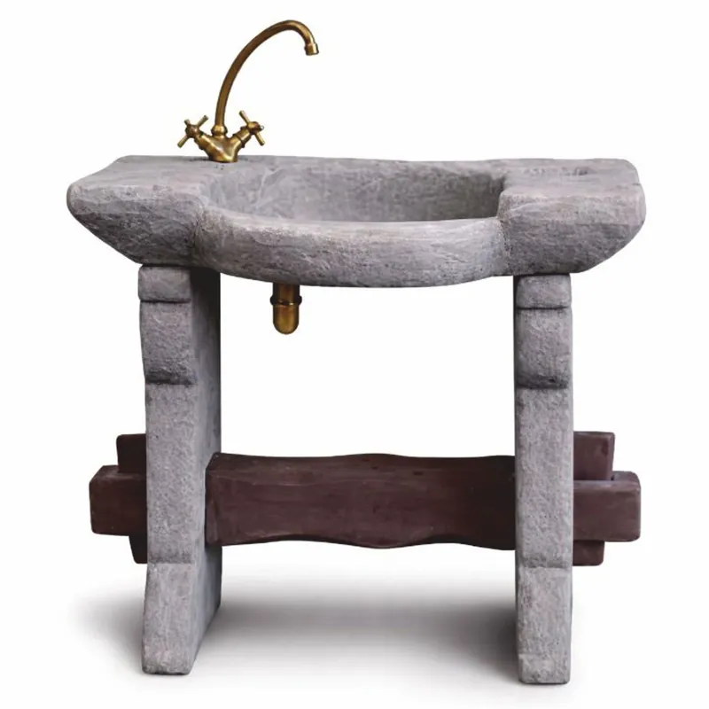 Nur Heute Casa Padrino Art Nouveau Garden Sink Gray / Brown H. 84 cm - Garden Accessories