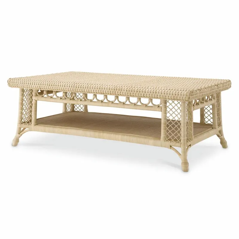 Casa Padrino Luxury Rattan Coffee Table Natural 140 cm - Rattan Living Room Furniture Neue Ware