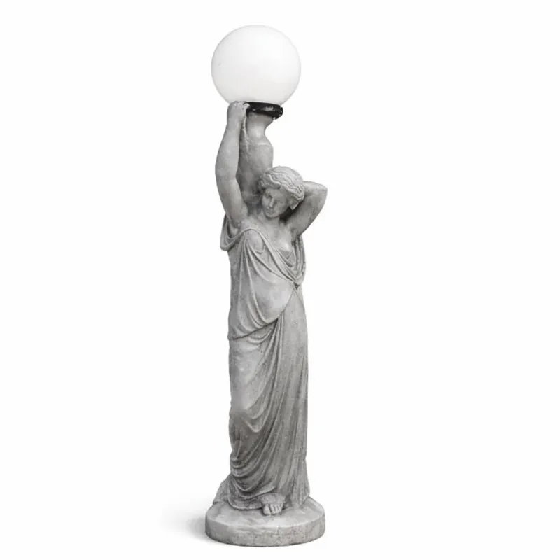 Casa Padrino Art Nouveau garden lamp sculpture woman gray / white H. 120 cm Preiswert