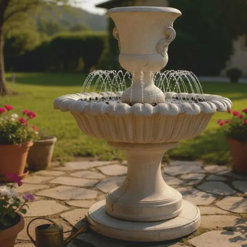 Direkt Vom Hersteller Casa Padrino baroque fountain gray Ø 153 x H. 190 cm - Magnificent garden fountain
