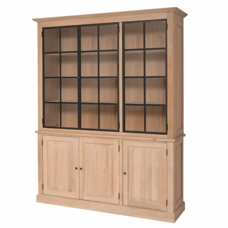 Casa Padrino Country Style Oak Cabinet Natural / Black 186 x 50 x H. 230 cm Sichere Zahlung