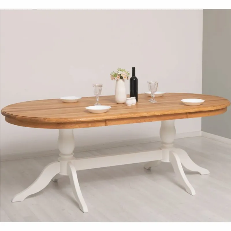 Online Kaufen Casa Padrino Country Style Solid Wood Dining Table Natural / White 210 cm