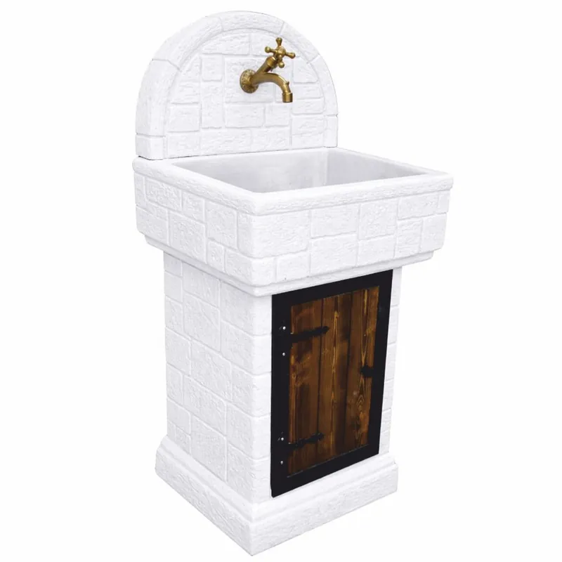 Casa Padrino Art Nouveau Garden Sink White H. 120 cm - Garden Accessories Heißes Angebot