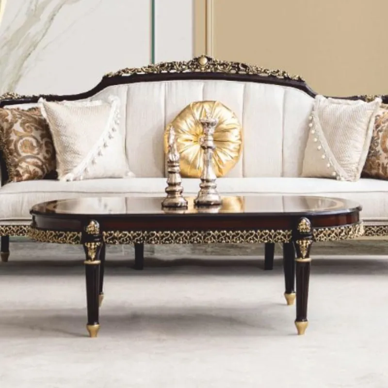 Casa Padrino Luxury Baroque Coffee Table Dark Brown / Gold 138 cm - Baroque Furniture Bestpreis