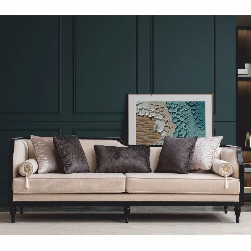 Neue Ware Casa Padrino Luxury Baroque Sofa Beige / Black 235 cm - Baroque Living Room Furniture