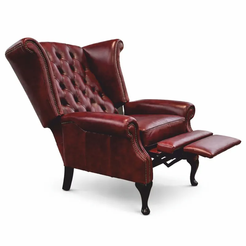 Casa Padrino Luxury Chesterfield Leather TV Armchair Bordeaux Red / Black H. 110 cm Direkt Vom Hersteller