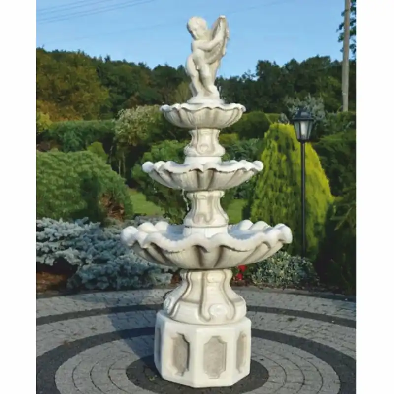 Neu Casa Padrino Baroque Fountain Gray / White Ø 89 x H. 191 cm - Magnificent Garden Fountain