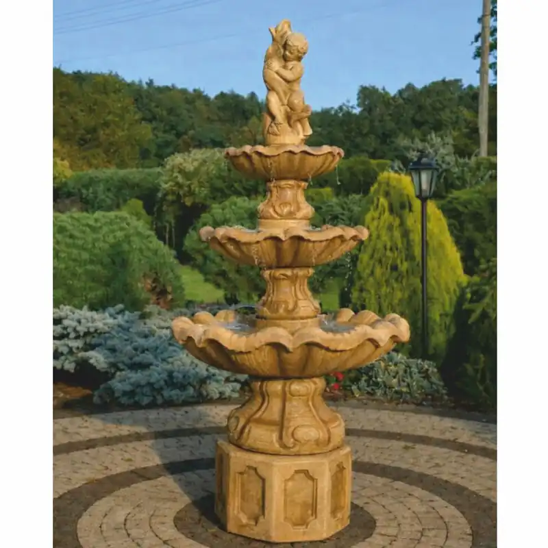 Casa Padrino Baroque Fountain Brown Ø 89 x H. 192 cm - Garden Decorative Fountain Markenprodukt