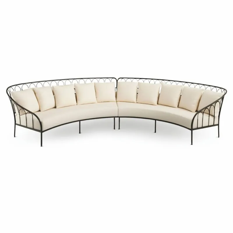 Casa Padrino Luxury Wrought Iron Sofa Black / Cream 476 cm - Hotel & Garden Sofa Saisonangebot