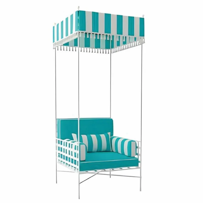 Billig Casa Padrino Luxury Wrought Iron Armchair with Canopy Turquoise / White H. 200 cm