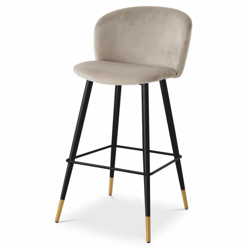 Sonderaktion Casa Padrino Luxury Velvet Bar Stool Beige / Black / Gold H. 102 cm - Bar Furniture