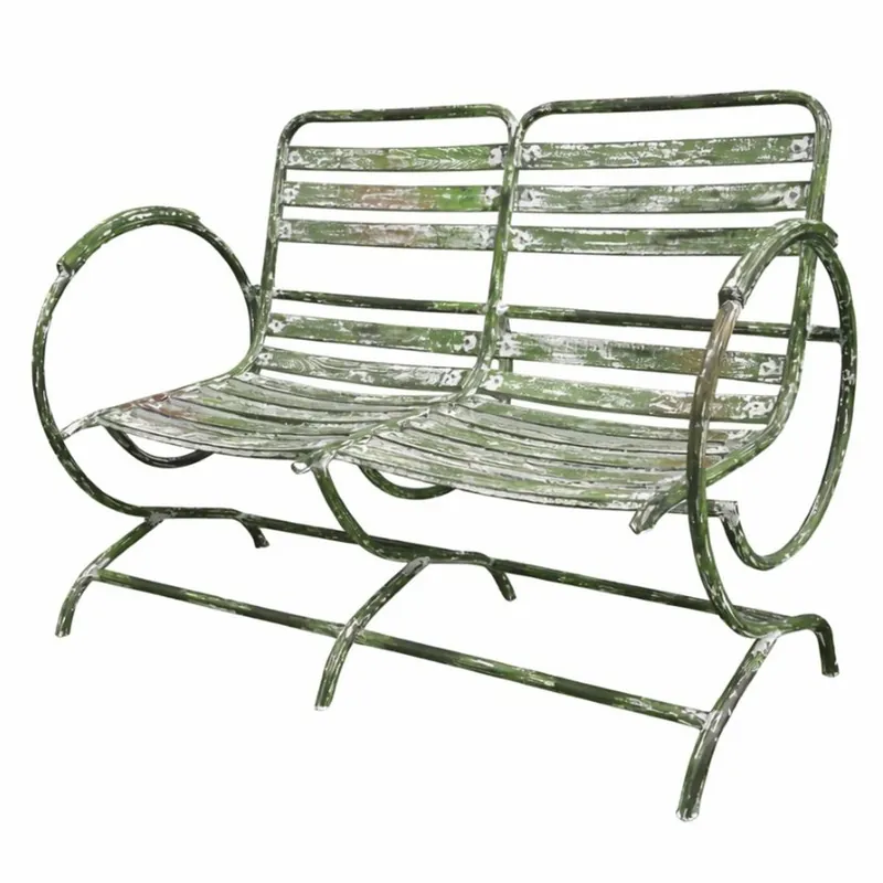 Angebot Casa Padrino Art Nouveau Wrought Iron Garden Bench Antique Green 100 cm - Garden Furniture