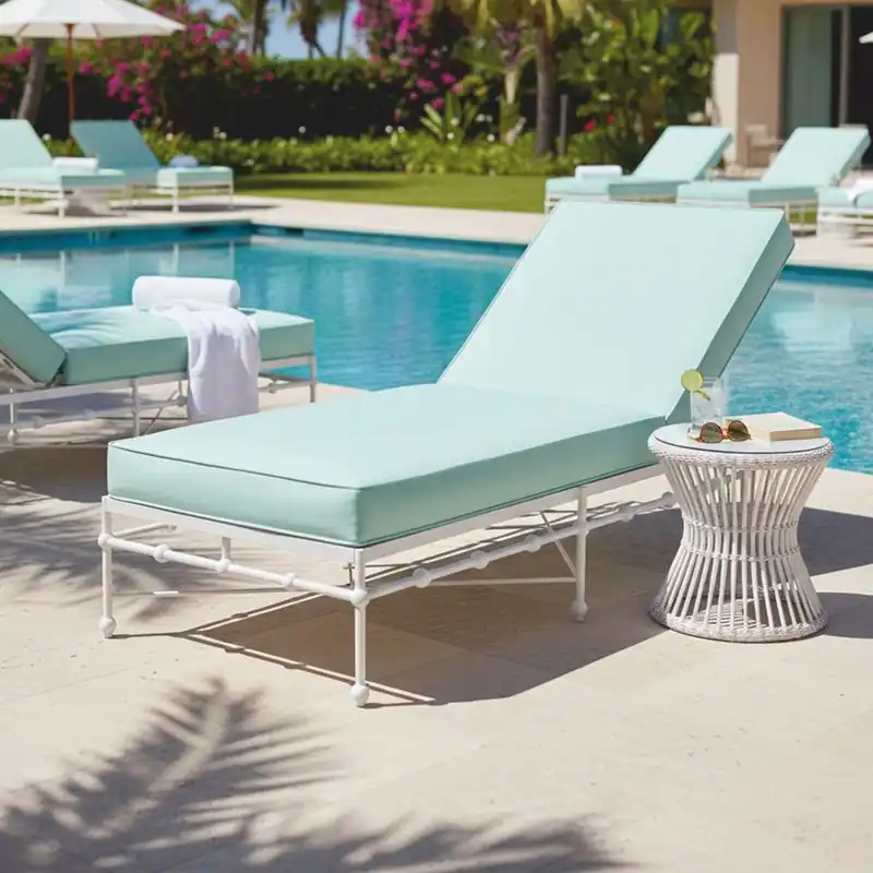 Casa Padrino Luxury Garden Lounger White / Turquoise 190 cm - Hotel & Garden Furniture Jetzt Kaufen