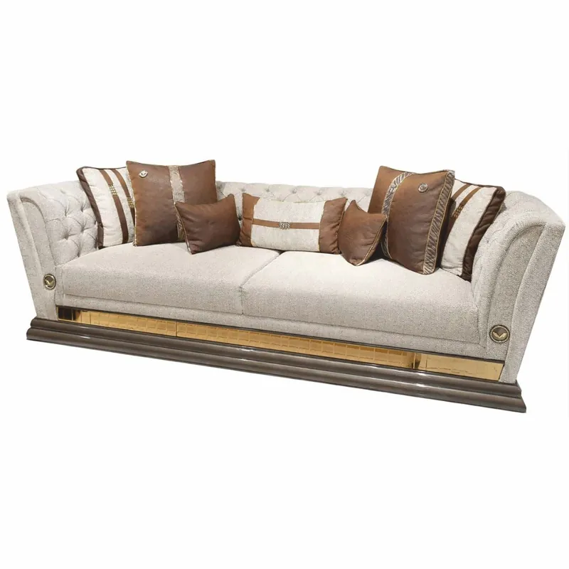 Bestseller Casa Padrino Luxury Sofa Gray / Gold 263 cm - Living Room & Hotel Furniture