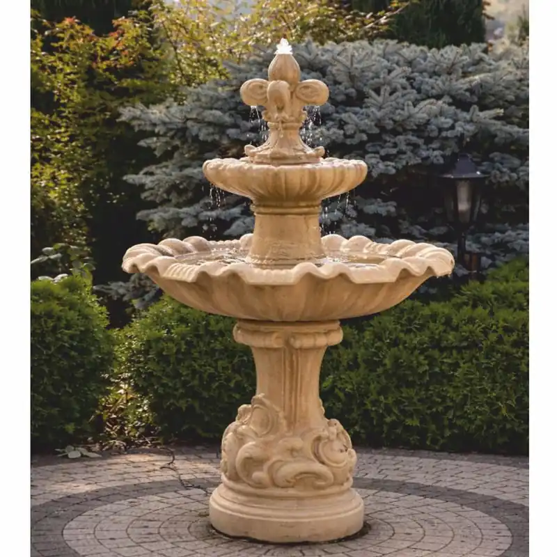 Casa Padrino Baroque Fountain Beige Ø 100 x H. 146 cm - Magnificent Garden Fountain Sonderaktion