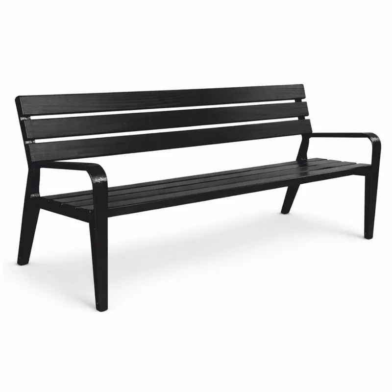 Casa Padrino park bench - City bench with backrest and armrests black 180 cm Zertifiziert