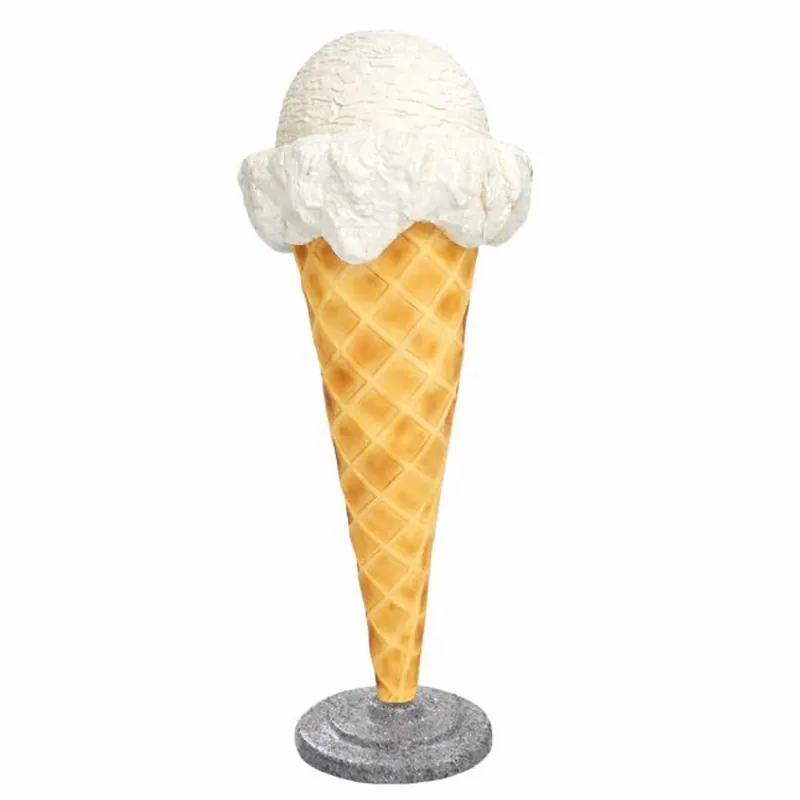 Finale Aktion Casa Padrino decorative ice cream in a cone white / natural / gray H. 105 cm - Ice cream parlor decoration