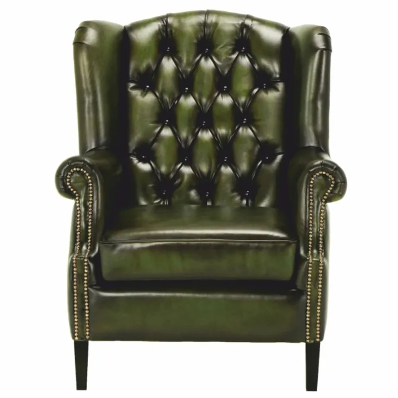 Top-Seller Casa Padrino luxury Chesterfield wing armchair vintage moss green / black