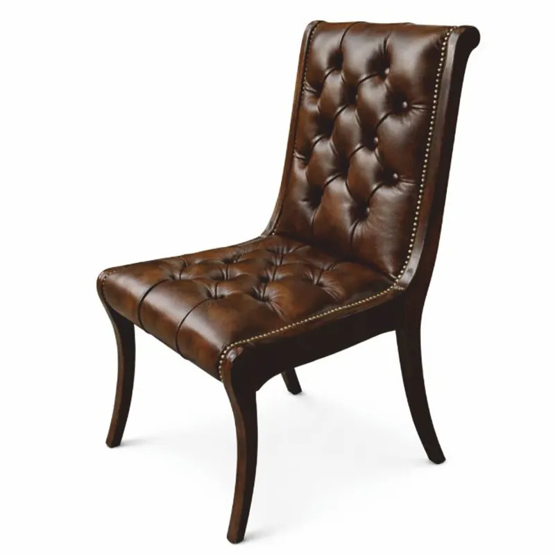 Versand Am Gleichen Tag Casa Padrino Luxury Chesterfield Leather Dining Chair Dark Brown H. 95 cm - Luxury Furniture