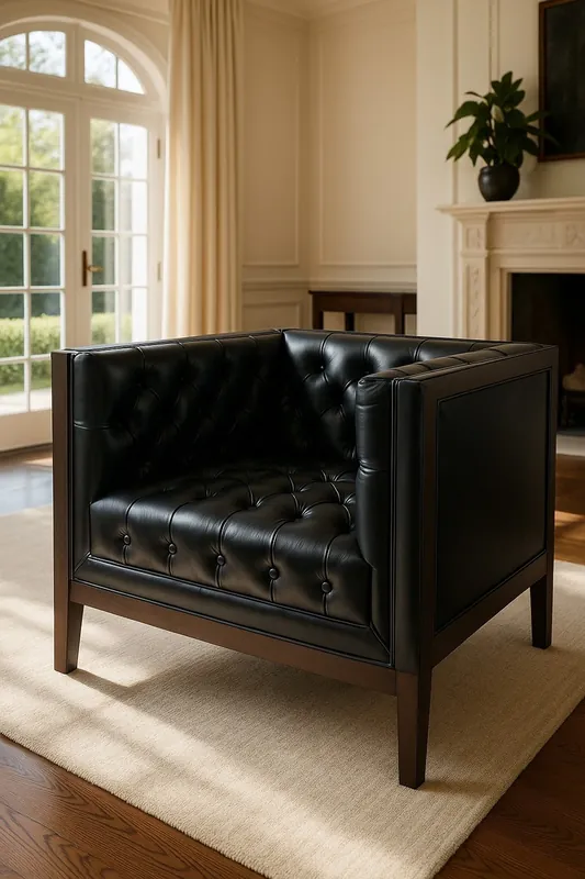Ausverkauf Casa Padrino Luxury Chesterfield Leather Armchair Black / Brown 91 x 78 x H. 72 cm - Chesterfield Genuine Leather Armchair - Chesterfield Furniture - Luxury Genuine Leather Furniture