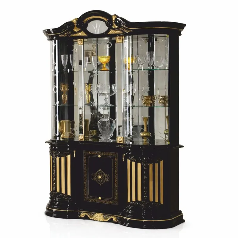 Casa Padrino Luxury Baroque Display Cabinet Black / Gold 139 x H. 213 cm - Made in Italy Billig