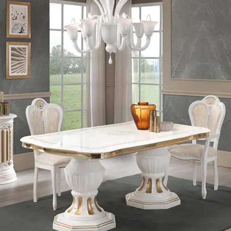Sonderaktion Casa Padrino Luxury Baroque Dining Table White / Gold 185-230 cm - Made in Italy