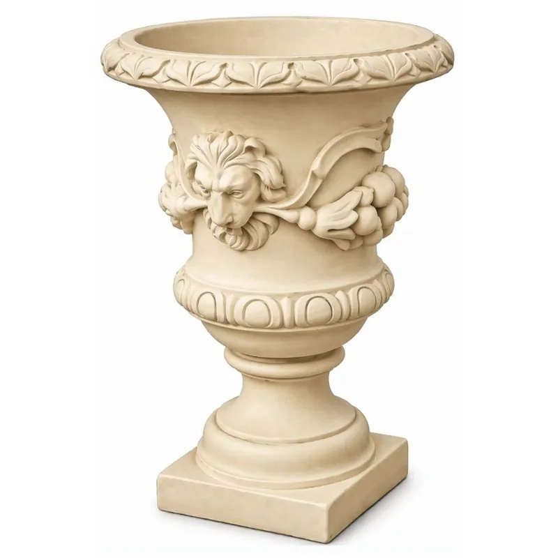 Casa Padrino Baroque Flower Pot Beige Ø 50 x H. 70 cm - Baroque Garden Decor Direkt Vom Hersteller