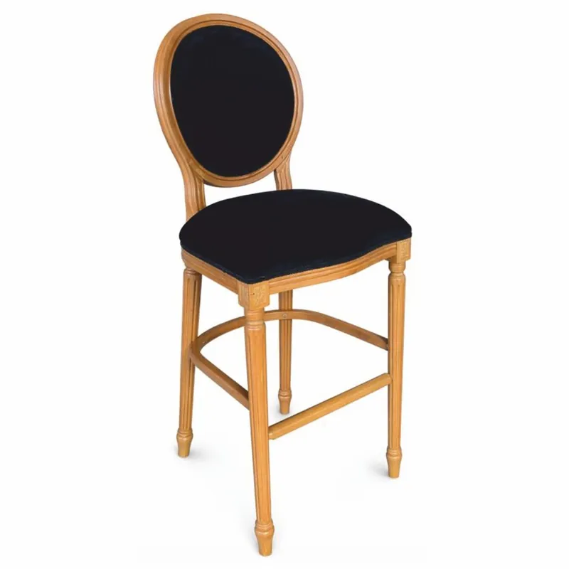 Casa Padrino luxury baroque bar stool black / natural H. 127 cm - Baroque bar furniture Neue Kollektion
