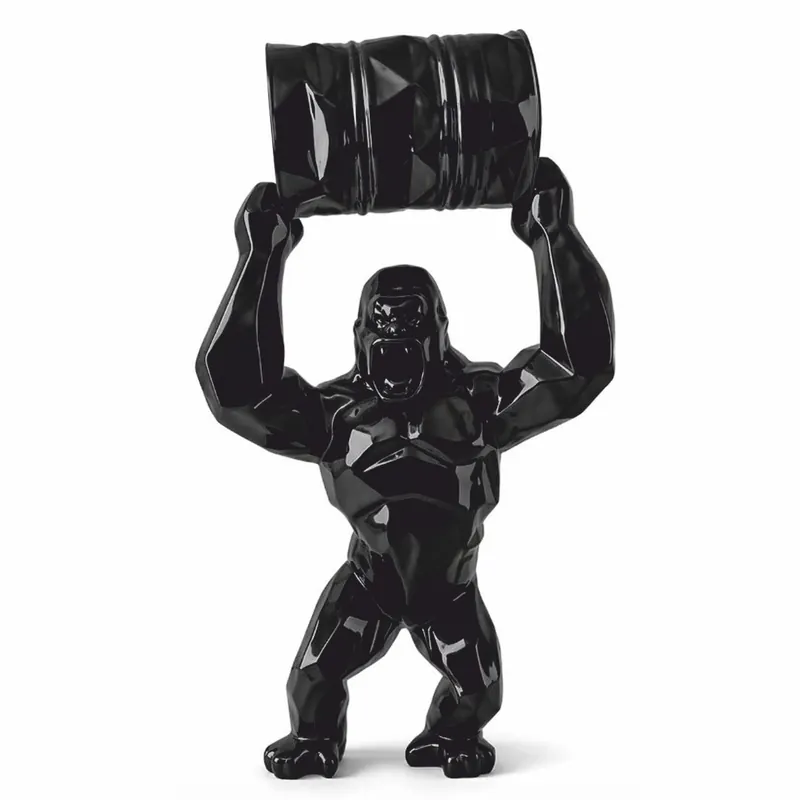 Letzte Chance Casa Padrino XXL Garden Decoration Sculpture Gorilla with Barrel Black H. 250 cm