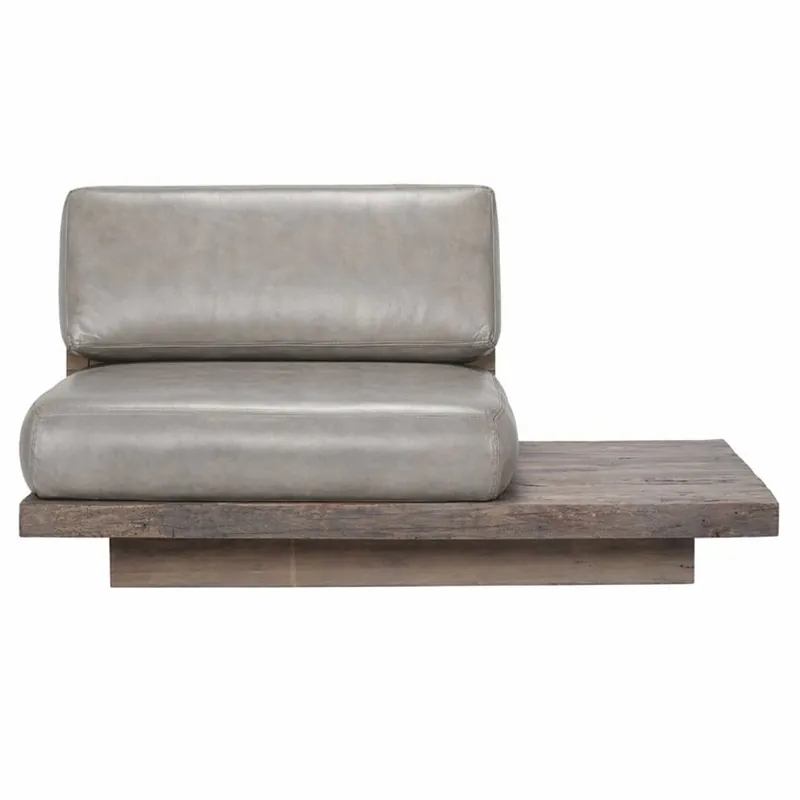 Casa Padrino luxury genuine leather armchair left side gray / brown - Modular living room armchair Günstig