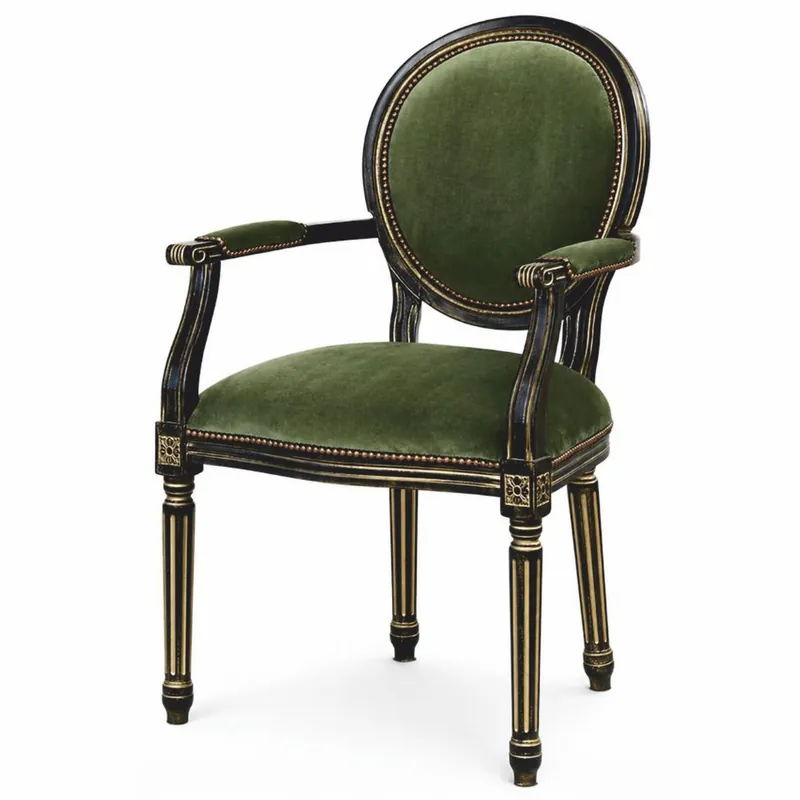 Casa Padrino luxury baroque dining room chair with armrests green / black / gold - Baroque furniture Online Kaufen