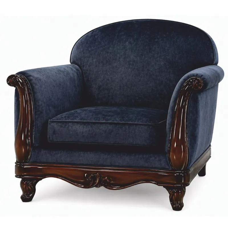Casa Padrino Luxury Baroque Armchair Blue / Dark Brown - Baroque Living Room Furniture Schnäppchen