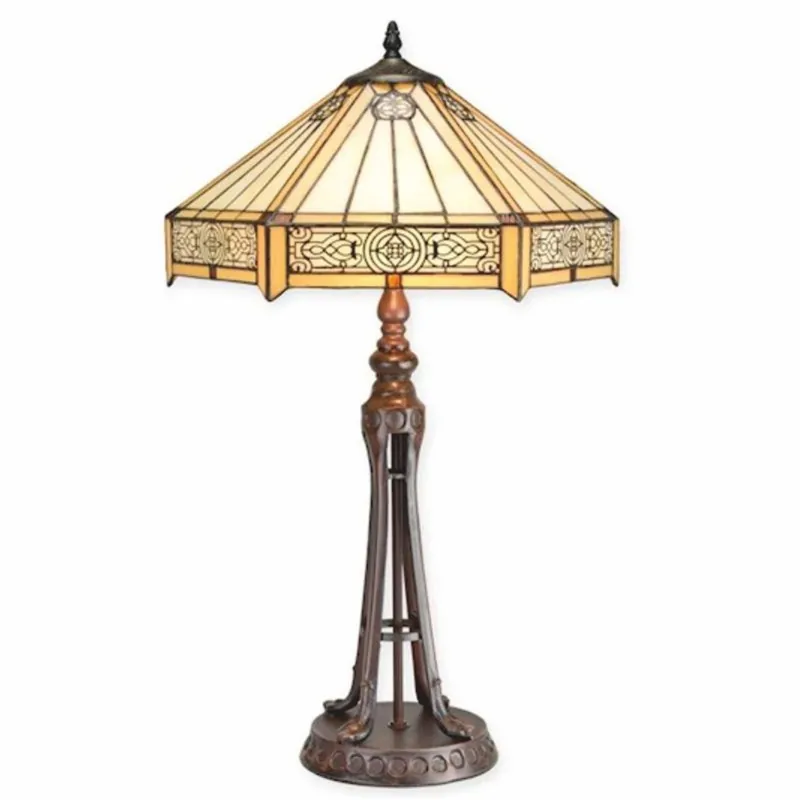 Casa Padrino Tiffany Table Lamp Beige / Black / Bronze H. 67 cm - Tiffany Lights Abverkauf