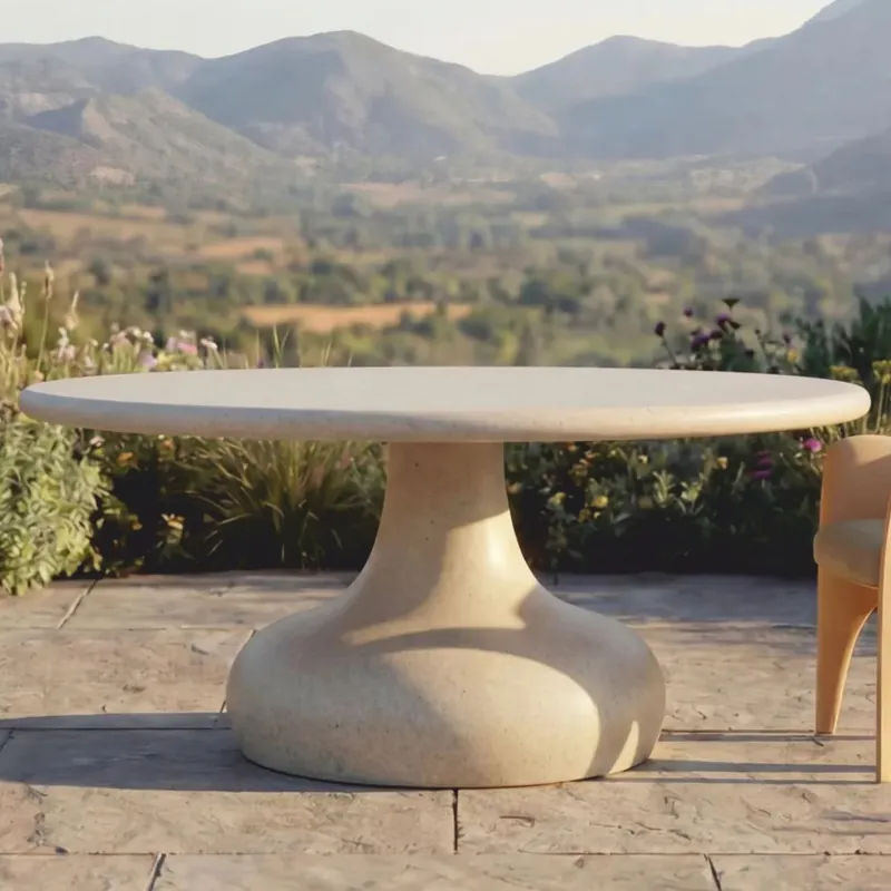 Casa Padrino Luxury Garden Dining Table Matte Beige Ø 180 cm - Luxury Garden Furniture Direktkauf