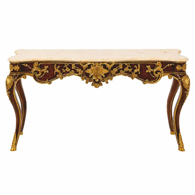 Casa Padrino Luxury Baroque Mahogany Console Table Dark Brown / Gold / Cream 155 cm Bestpreis