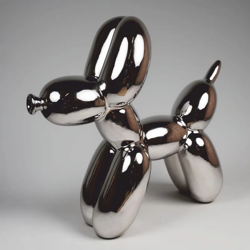 Casa Padrino Decorative Sculpture Balloon Dog Silver Chrome 120 cm - Large Garden Figurine Bestpreis
