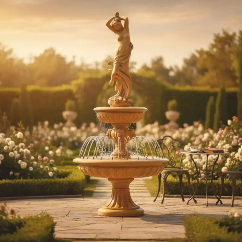 Casa Padrino baroque fountain beige Ø 152 x H. 330 cm - Magnificent garden fountain Expressversand
