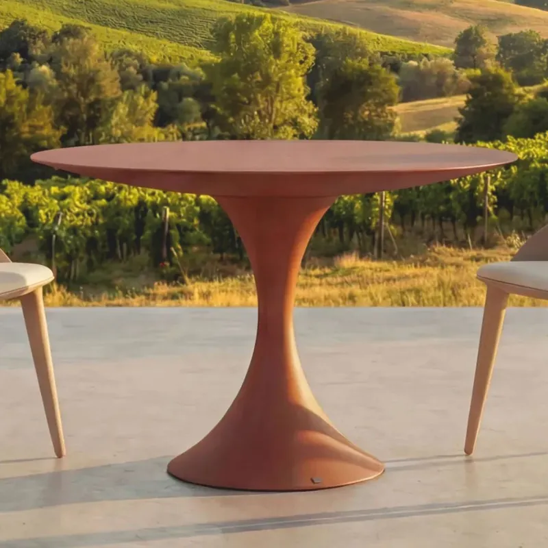 Knallerangebot Casa Padrino Luxury Garden Dining Table Matte Brown Ø 120 cm - Luxury Garden Furniture