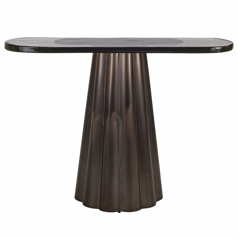 Casa Padrino Luxury Glass Console Table Antique Brass / White / Black 110 cm - Luxury Furniture Billig