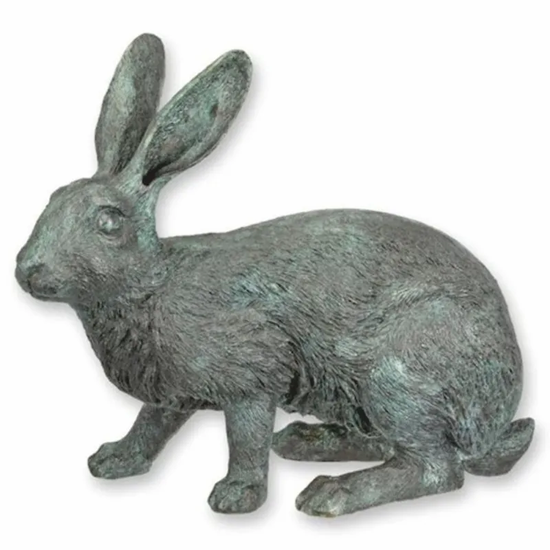 Online Kaufen Casa Padrino Bronze Decorative Sculpture Rabbit Gray / Turquoise 34 cm - Garden Figure