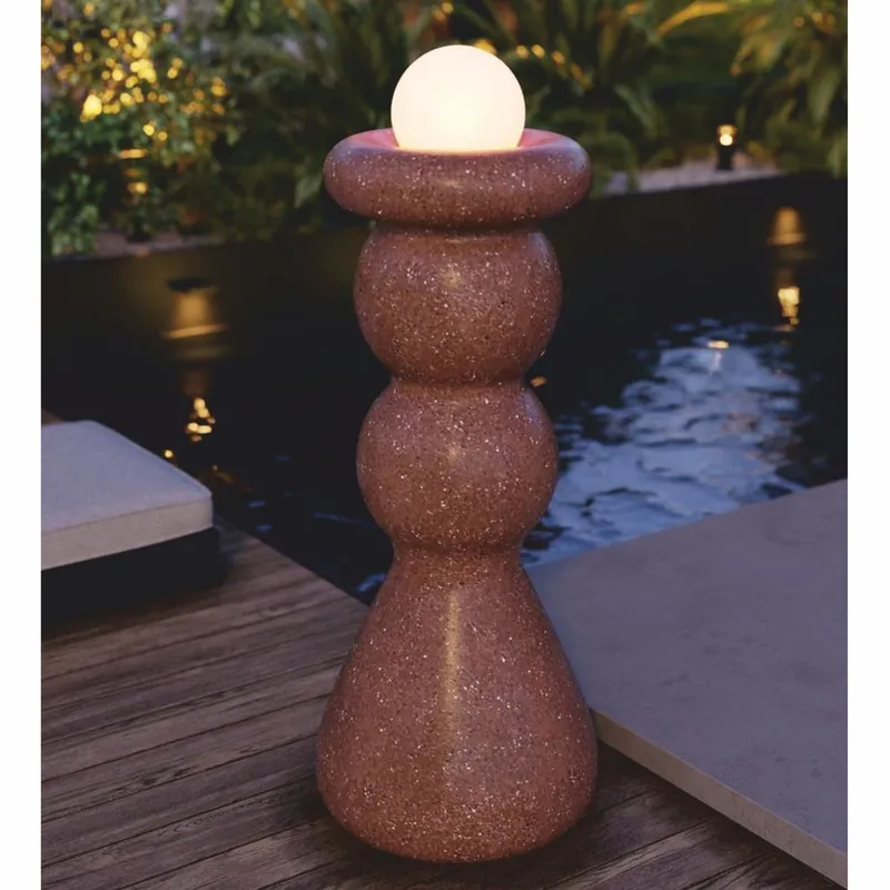 Sonderaktion Casa Padrino Luxury Concrete Floor Lamp Brown / White H. 123 cm - Garden Lamp