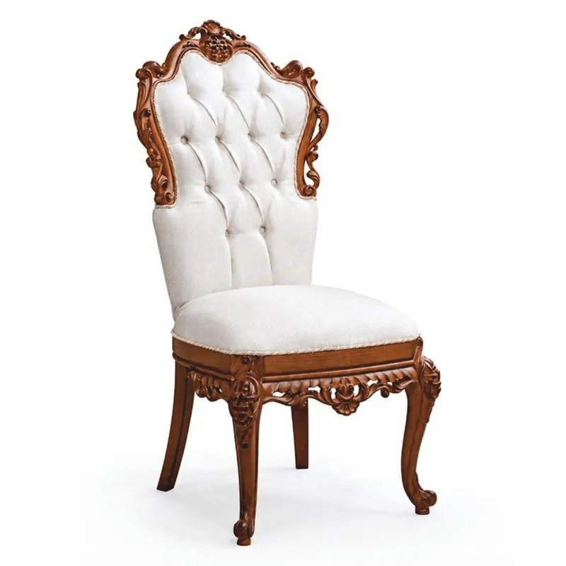 Casa Padrino Luxury Baroque Dining Chair White / Brown H. 116 cm - Baroque Style Furniture Heißes Angebot