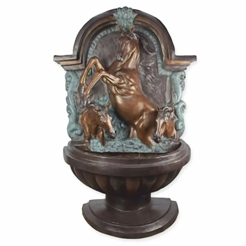 Casa Padrino Baroque Bronze Wall Fountain Horses H. 176 cm - Baroque Garden Accessories Solange Der Vorrat Reicht