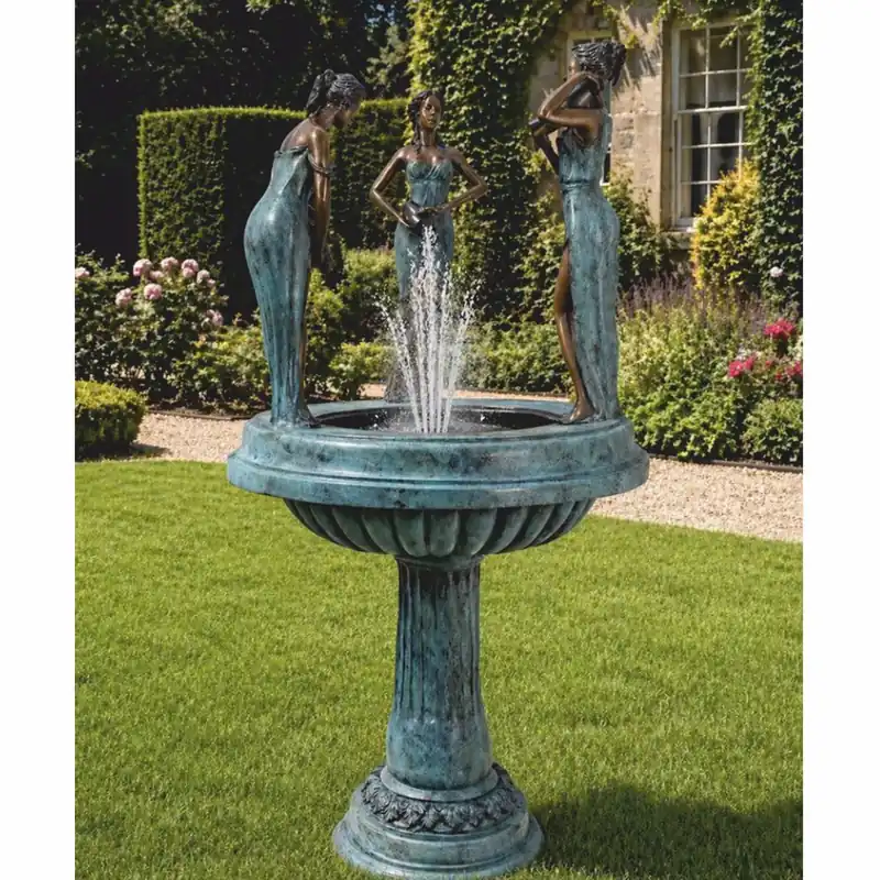 Neu Casa Padrino Art Nouveau Bronze Fountain Three Women H. 135 cm - Garden Decor