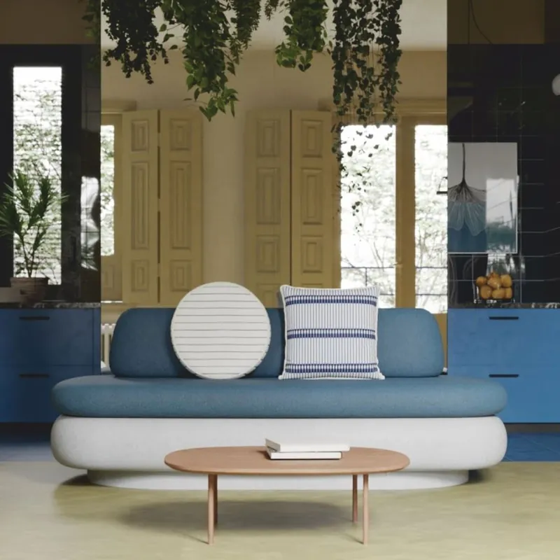 Abverkauf Casa Padrino Luxury Concrete Sofa White / Blue 188 cm - Outdoor Garden Sofa