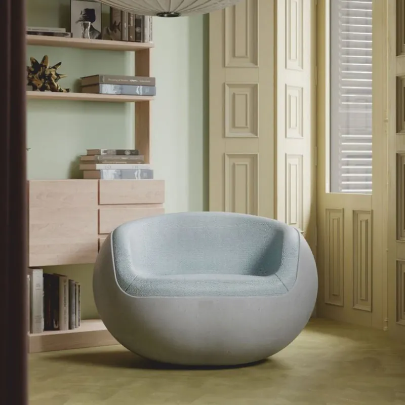 Echt Casa Padrino Luxury Concrete Armchair Gray / Light Blue - Living Room & Garden Armchair