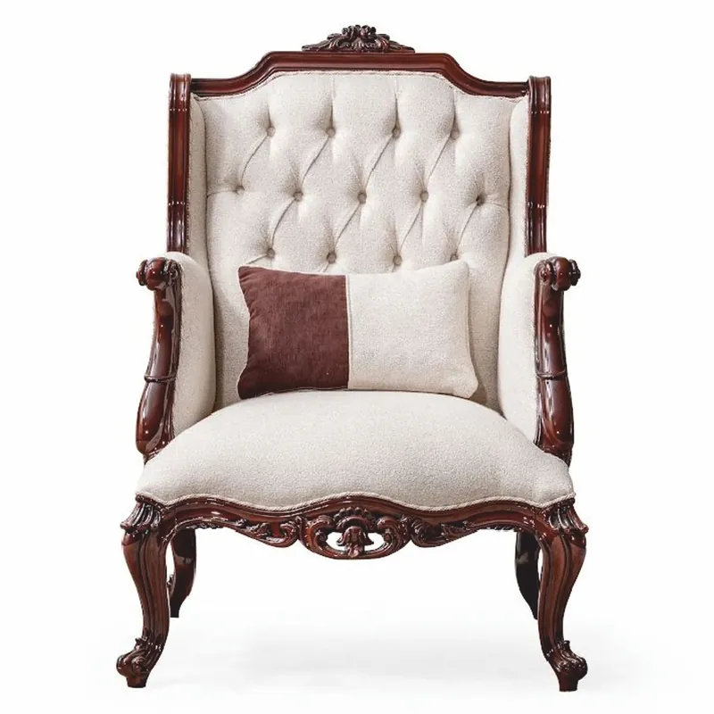 Casa Padrino Luxury Baroque Wing Armchair White / Dark Brown - Baroque-Style Furniture Abverkauf