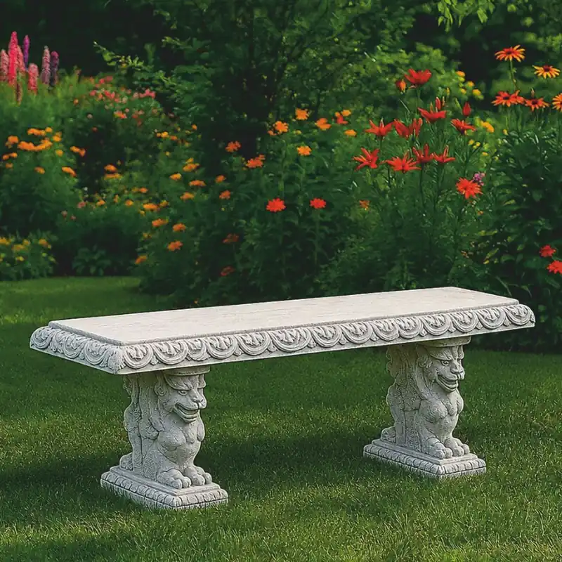 Casa Padrino Baroque Concrete Garden Bench Gray 158 cm - Baroque Garden Furniture - Made in Italy Echt