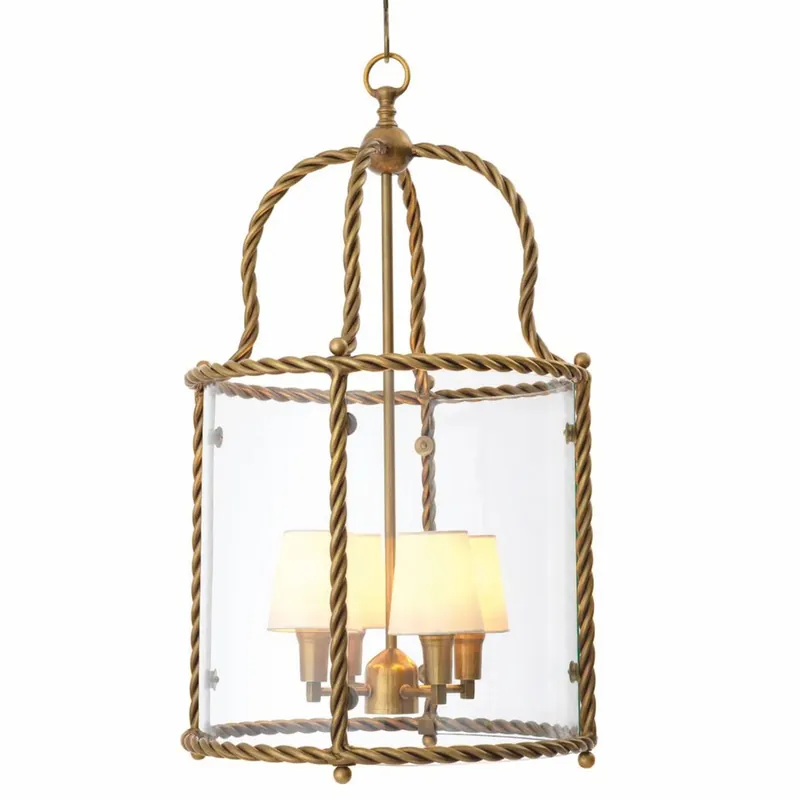 Rabatt Casa Padrino Luxury Pendant Lamp Vintage Brass / White H. 72.5 cm - Luxury Quality